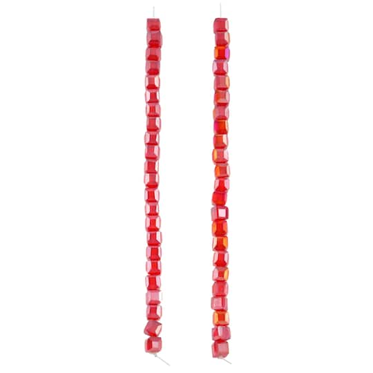 Red Faceted Glass Cube Beads, 5mm by Bead Landing™